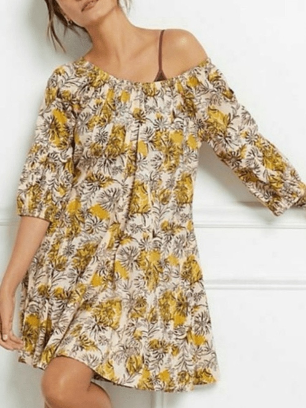 Anthropologie Daily Practice Mollie Tunic Yellow Floral Women’s Dress Sz small